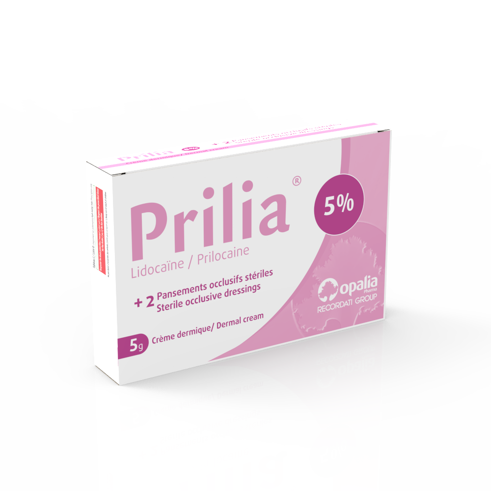 PRILIA 5% Dermal cream Single dose Tube/5g, 2 sterile occlusive dressings